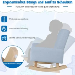 Kinderschaukelstuhl Moderner Leinenstoff-Sessel für Kleinkinder 3–5 Jahre Blau
