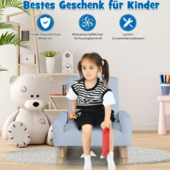 Kinderschaukelstuhl Moderner Leinenstoff-Sessel für Kleinkinder 3–5 Jahre Blau