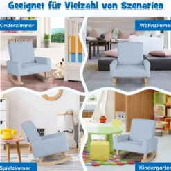 Kinderschaukelstuhl Moderner Leinenstoff-Sessel für Kleinkinder 3–5 Jahre Blau