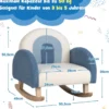 Kinderschaukelstuhl Teddy-Plüsch-Sessel mit Schaukelbeinen aus Pappelholz Blau