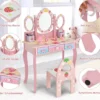 Kinder Schminktisch Kinder Frisier-Set mit Spiegel 70 x 34 x 105 cm Rosa