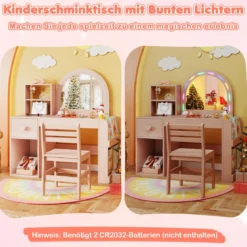 Kinder Schminktisch mit Beleuchtung Prinzessin Kinderschminktisch mit beleuchtetem Spiegel Frisiertisch Rosa