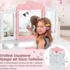 Kinder Schminktisch Prinzessin Frisiertisch mit Schublade Klappbarer Spiegel mit Schminktisch Weiß