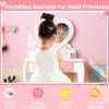 Kinder Schminktisch Set mit ♡Herzförmigem Spiegel & Hocker & Schublade & Zubehör