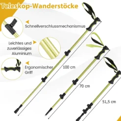 Kinderschneeschuhe mit Teleskop-Wanderstöcken & Tragetasche leichte All-Terrain Schneeschuhe Gelb
