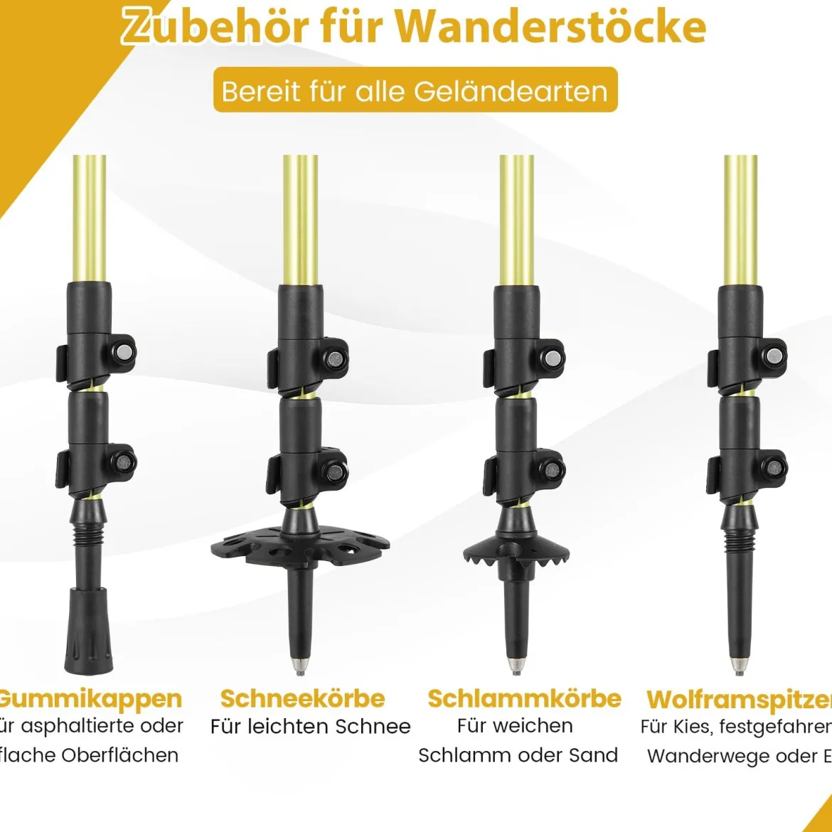 Kinderschneeschuhe mit Teleskop-Wanderstöcken & Tragetasche leichte All-Terrain Schneeschuhe Gelb