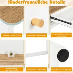 Kinder Schreibtisch aus Holz mit Schublade & Ablagefach Schülerschreibtisch Kindertisch Natur