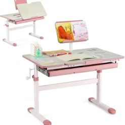 Kinderschreibtisch 51-73cm Höhenverstellbar Schülerschreibtisch mit neigbarer Tischplatte