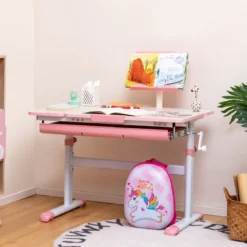 Kinderschreibtisch 51-73cm Höhenverstellbar Schülerschreibtisch mit neigbarer Tischplatte