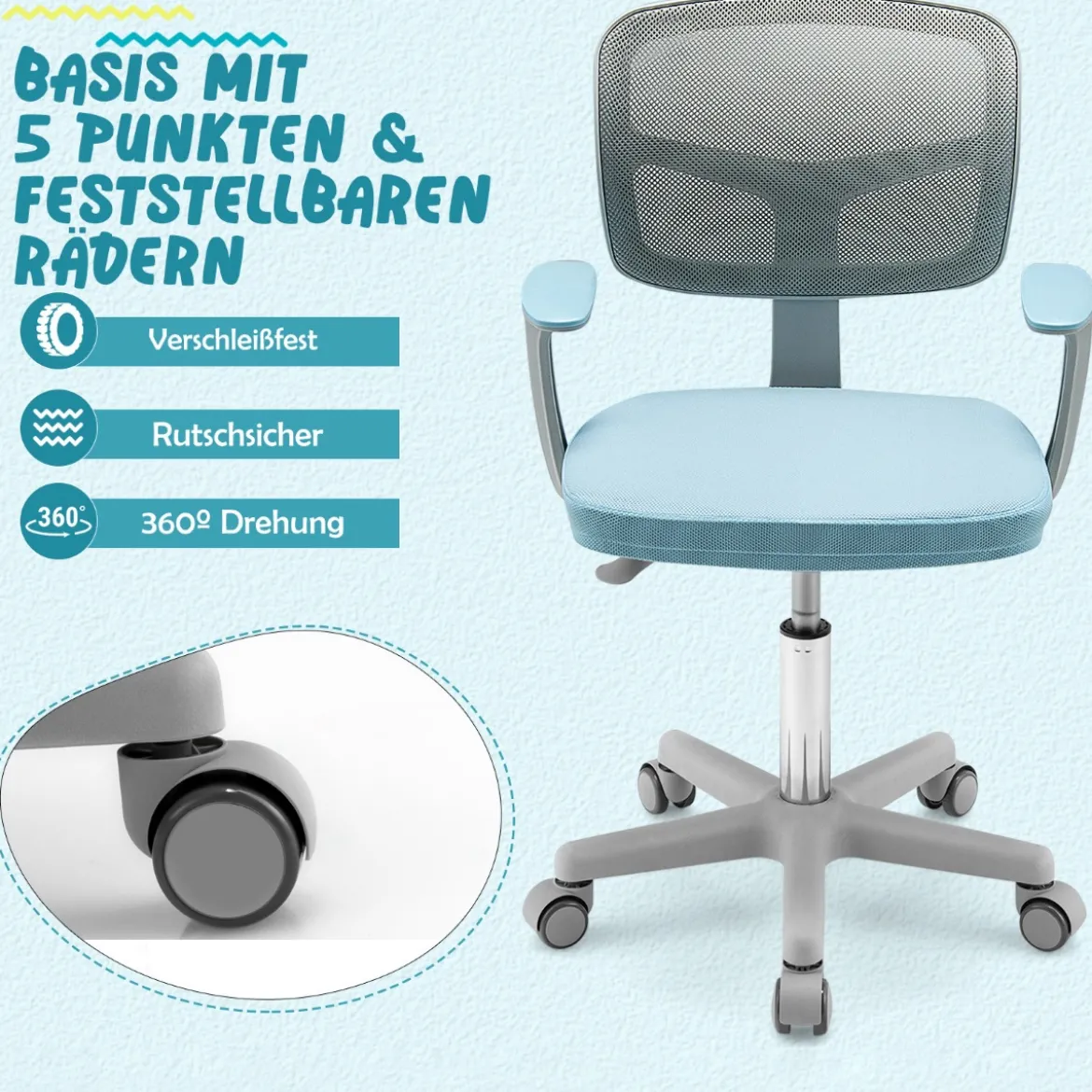 Kinderschreibtisch höhenverstellbar Schülerschreibtisch mit Kinder Schreibtischstuhl für 3-10 J. Kinder