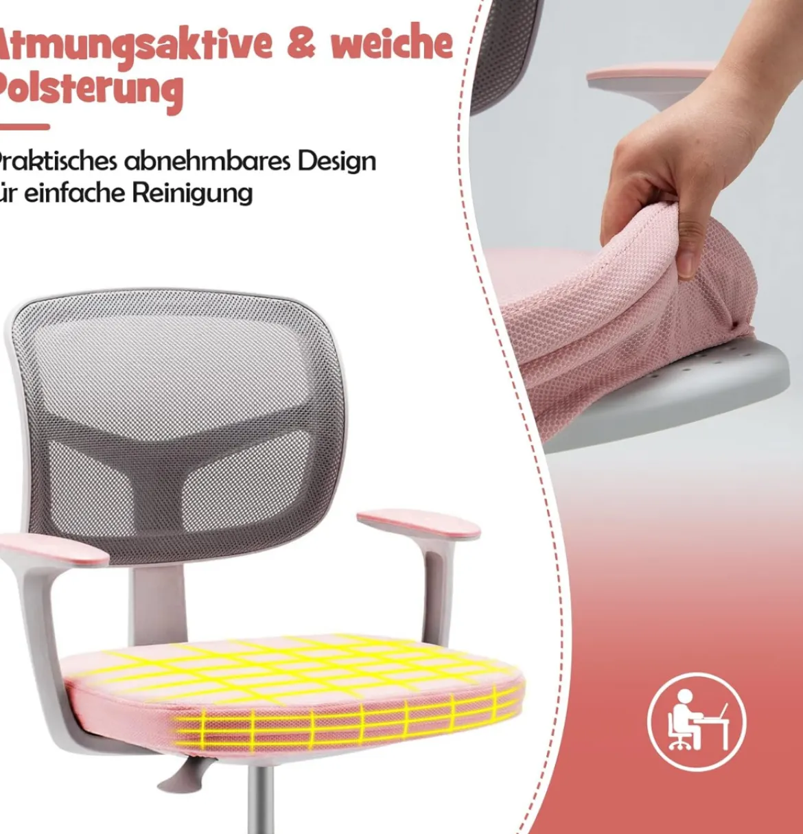 Kinderschreibtisch höhenverstellbar Schülerschreibtisch mit Kinder Schreibtischstuhl für 3-10 J. Kinder