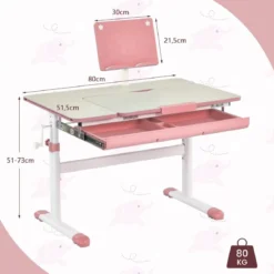 Kinderschreibtisch höhenverstellbar Schülerschreibtisch mit Kinder Schreibtischstuhl für 3-10 J. Kinder