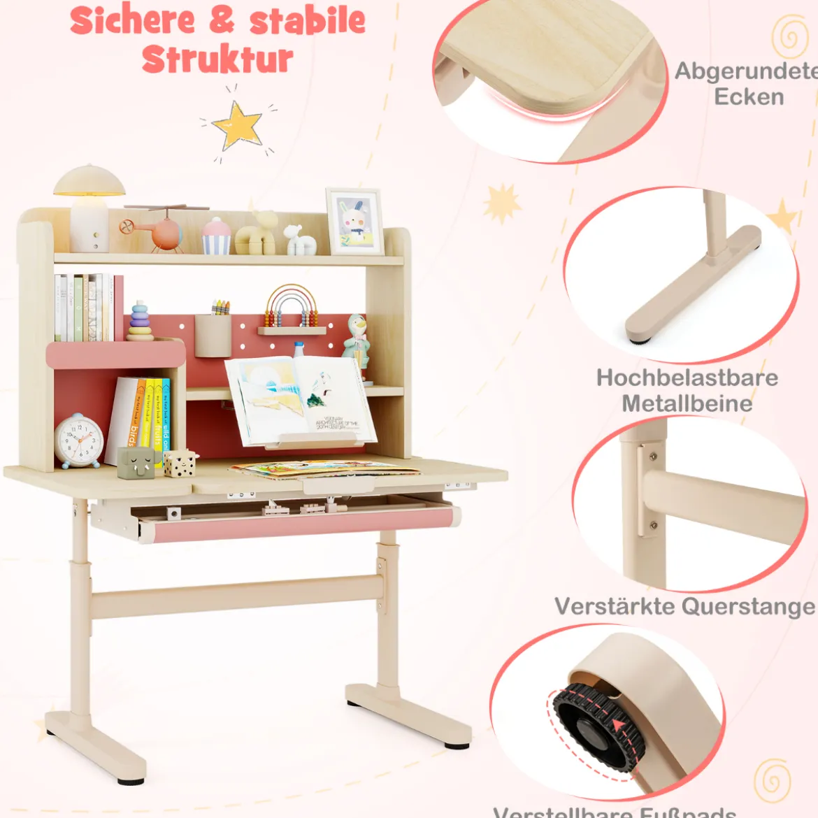 Kinderschreibtisch mit Kinderstuhl Schülerschreibtisch ergonomischer Kinderschreibtischstuhl