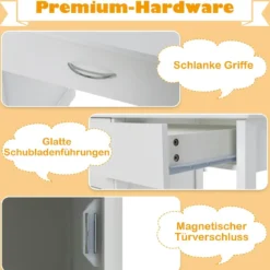 Kinderschreibtisch mit Stuhl Holz-Studenten Computerarbeitsplatz mit Buchteilern Weiß