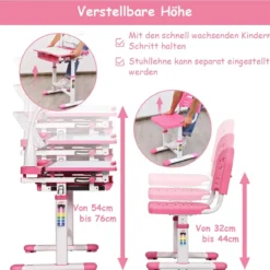 Kinderschreibtisch Neigungsverstellbar Schülerschreibtisch mit Lampe und Stuhl Farbewahl