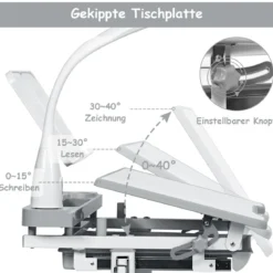Kinderschreibtisch Neigungsverstellbar Schülerschreibtisch mit Lampe und Stuhl Farbewahl