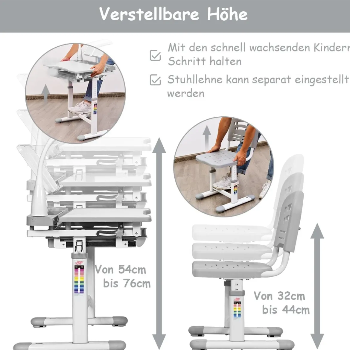 Kinderschreibtisch Neigungsverstellbar Schülerschreibtisch mit Lampe und Stuhl Farbewahl