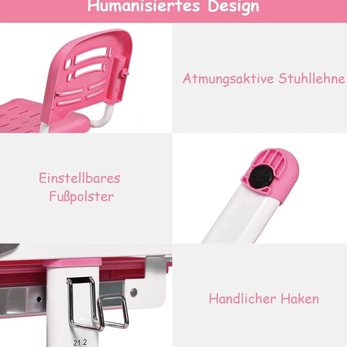 Kinderschreibtisch Neigungsverstellbar Schülerschreibtisch mit Lampe und Stuhl Farbewahl