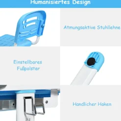 Kinderschreibtisch Neigungsverstellbar Schülerschreibtisch mit Lampe und Stuhl Farbewahl