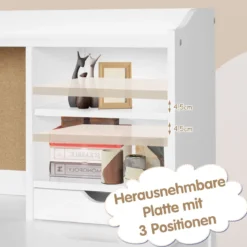 Kinderschreibtisch Set mit Pinnwand Schreibtisch Kinder mit Stuhl Jugendschreibtisch mit Aufsatz Schubladen & verstellbarem Regal Weiß