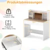 Kinderschreibtisch stabiler Holzschreibtisch mit Kork-Pinnwand Ladestation geräumigem Schreibtisch Weiß