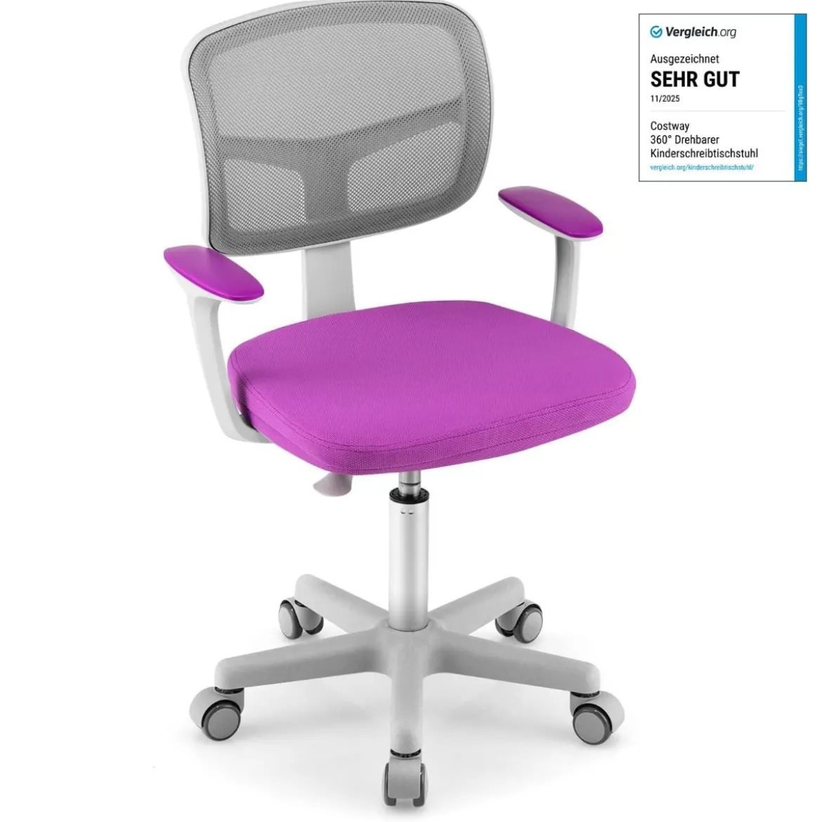 Kinder-Schreibtischstuhl Kinder-Computerstuhl mit Einstellbarer Höhe Blau/Violett/Türkis/Rosa/Lila/Grün