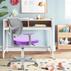 Kinder-Schreibtischstuhl Kinder-Computerstuhl mit Einstellbarer Höhe Blau/Violett/Türkis/Rosa/Lila/Grün