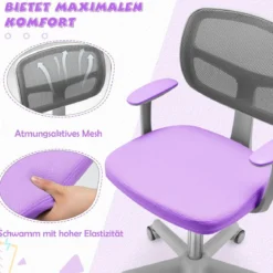 Kinder-Schreibtischstuhl Kinder-Computerstuhl mit Einstellbarer Höhe Blau/Violett/Türkis/Rosa/Lila/Grün