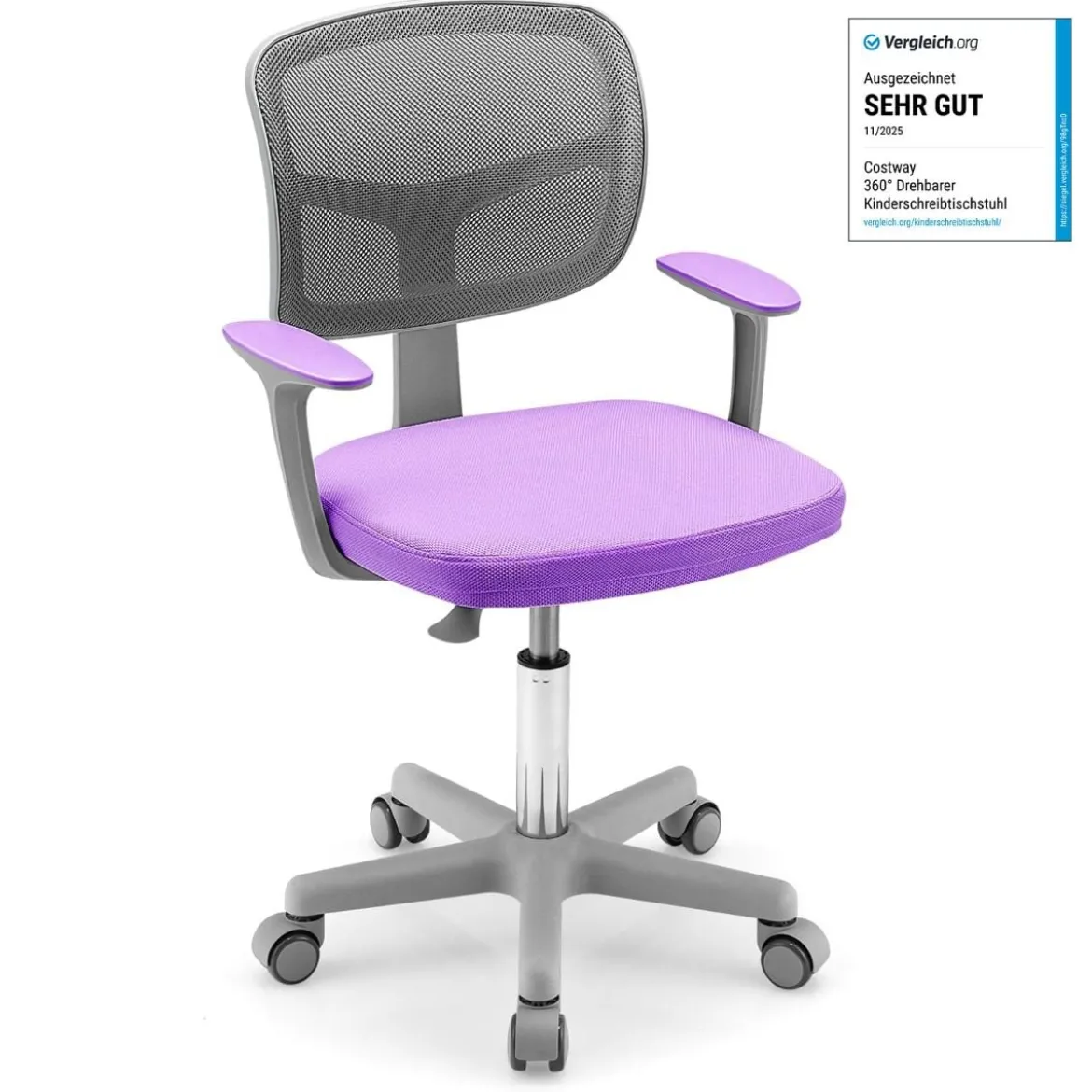 Kinder-Schreibtischstuhl Kinder-Computerstuhl mit Einstellbarer Höhe Blau/Violett/Türkis/Rosa/Lila/Grün