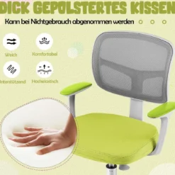 Kinder-Schreibtischstuhl Kinder-Computerstuhl mit Einstellbarer Höhe Blau/Violett/Türkis/Rosa/Lila/Grün