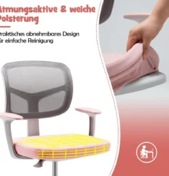 Kinder-Schreibtischstuhl Kinder-Computerstuhl mit Einstellbarer Höhe Blau/Violett/Türkis/Rosa/Lila/Grün