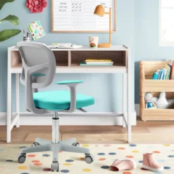 Kinder-Schreibtischstuhl Kinder-Computerstuhl mit Einstellbarer Höhe Blau/Violett/Türkis/Rosa/Lila/Grün