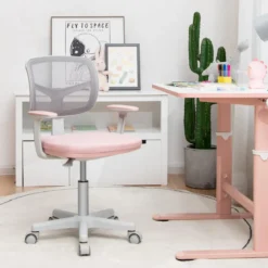 Kinder-Schreibtischstuhl Kinder-Computerstuhl mit Einstellbarer Höhe Blau/Violett/Türkis/Rosa/Lila/Grün