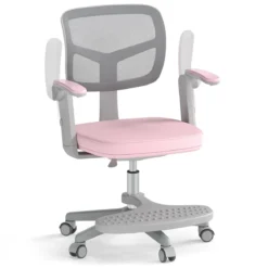 Kinder Schreibtischstuhl mit 41-52 cm Höhenverstellbarer Sitzhöhe Kinderdrehstuhl mit Rollen Rosa