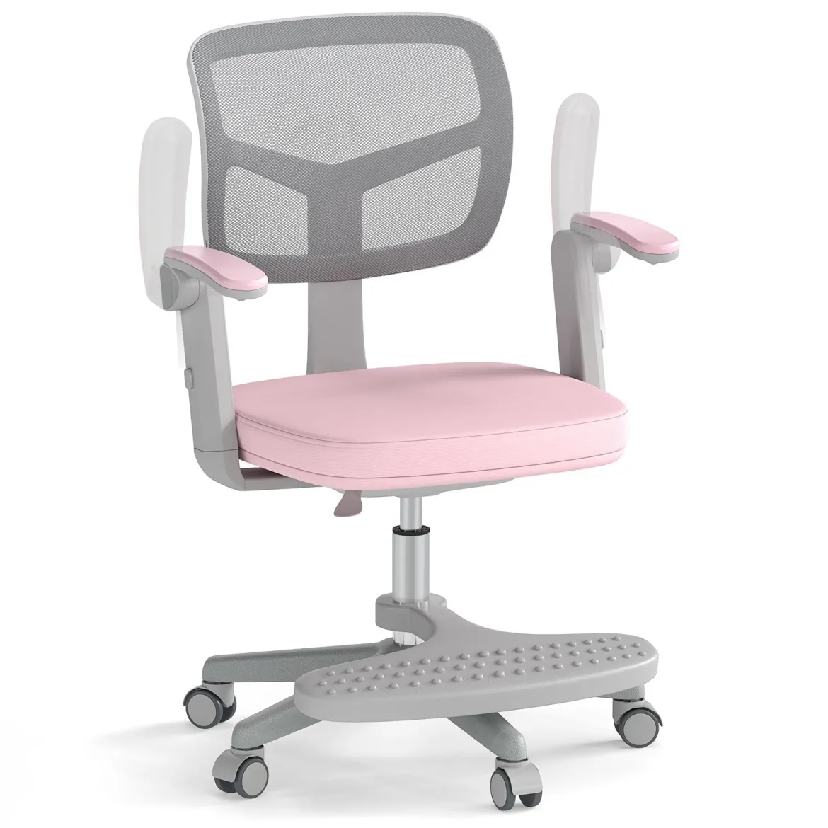 Kinder Schreibtischstuhl mit 41-52 cm Höhenverstellbarer Sitzhöhe Kinderdrehstuhl mit Rollen Rosa