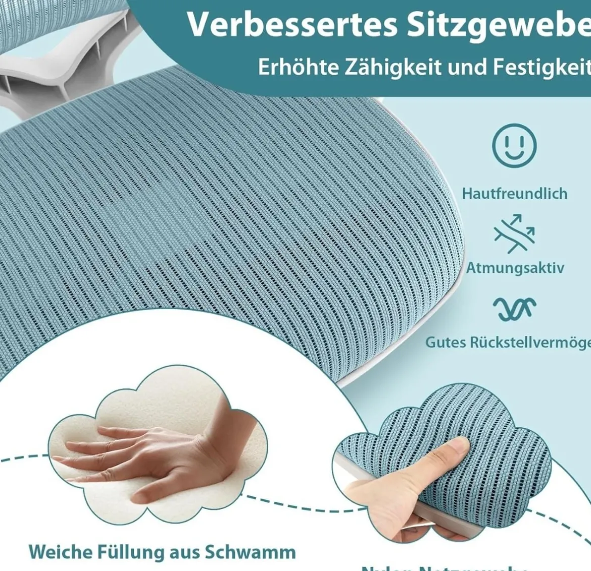Kinder Schreibtischstuhl mit 43-55cm Verstellbarer Sitzhöhe Ergonomischer Kinderdrehstuhl auf Rollen