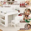 Kinder Schreibtisch- & Stuhl-Set mit Abnehmbarem Papierrollenhalter Maltisch Weiß