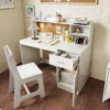 Kinderschreibtisch & Stuhl Set Kinder Schreibtisch aus Holz mit Regalen & Schublade Weiß
