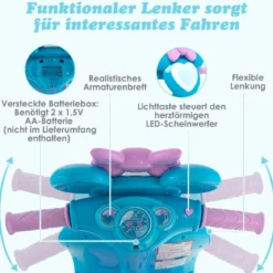 Kinder-Scooter 6V Kinderauto Batteriebetriebenes Motorrad für Kinder Beiwagen Blau