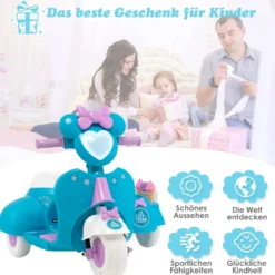 Kinder-Scooter 6V Kinderauto Batteriebetriebenes Motorrad für Kinder Beiwagen Blau