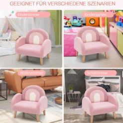 Kindersessel für Kleinkinder Kindersofa gepolstert mit Rückenlehne Rosa