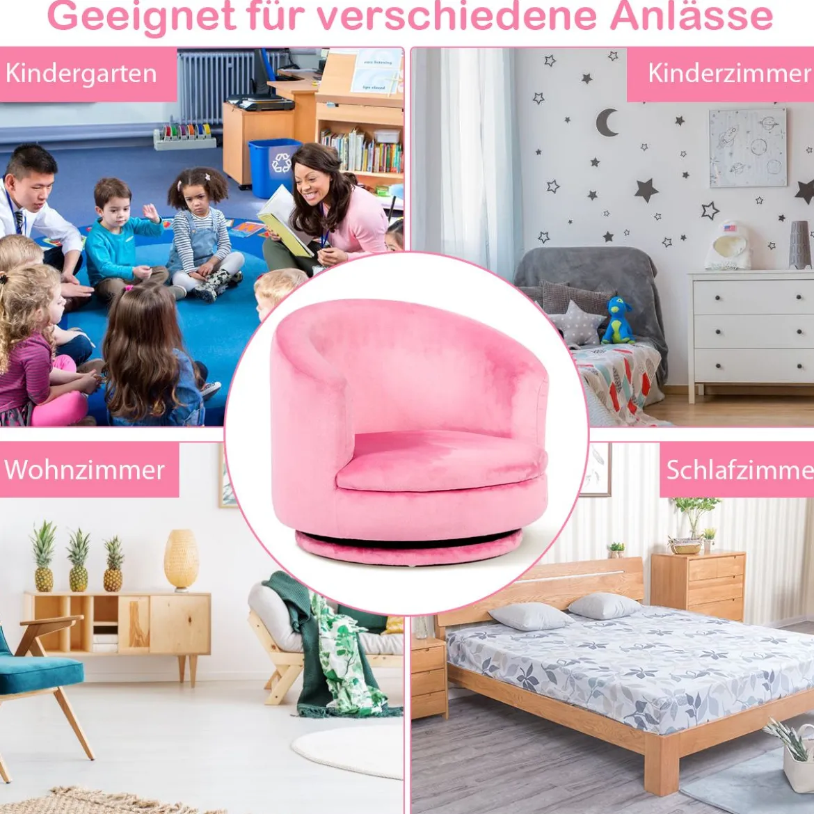 Kindersessel Kindercouch Kindersofa Drehsofa Kinder Minisofa Rosa