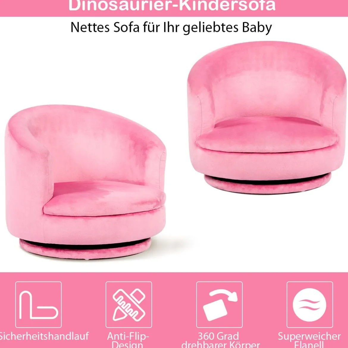 Kindersessel Kindercouch Kindersofa Drehsofa Kinder Minisofa Rosa