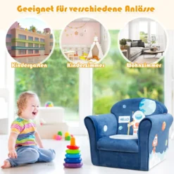 Kindersessel mit Astronauten-Motiv Kindercouch Babysessel 51 x 37,5 x 44 cm Blau