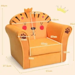 Kindersessel mit Löwen-Motiv Kindersessel mit Holzrahmen 51 x 37,5 x 44 cm Orange