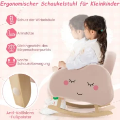 Kindersessel mit Massivholzbeinen Gepolsterter Kindersofa Schaukelstuhl Rosa Wolken