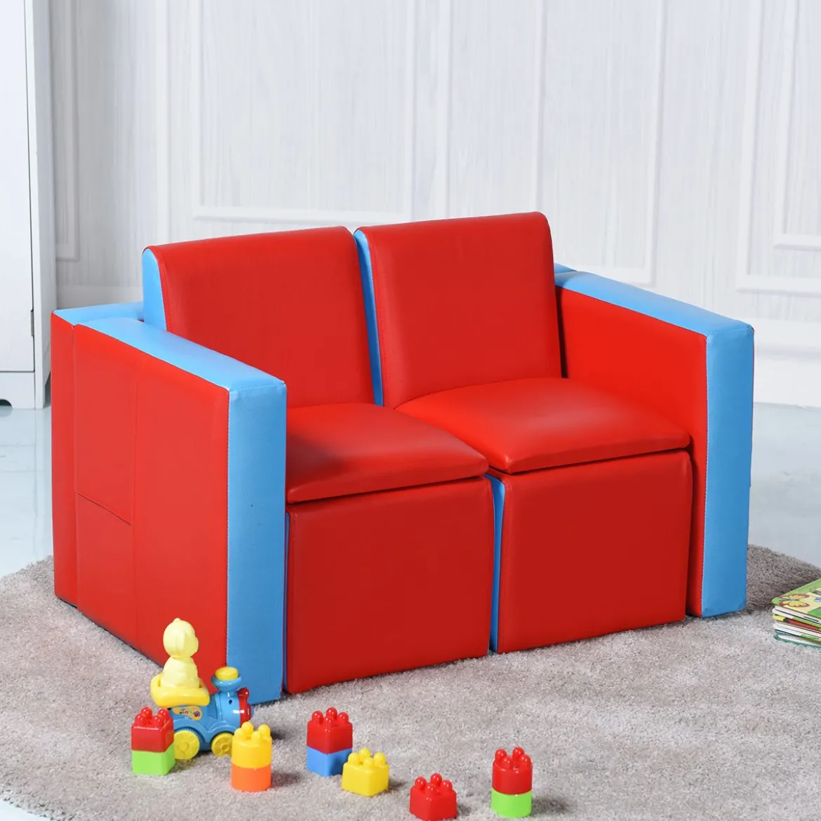 Kindersessel Set Sessel Sofa Kindersofa Kindercouch Babysessel Stuhl und Tisch Rot