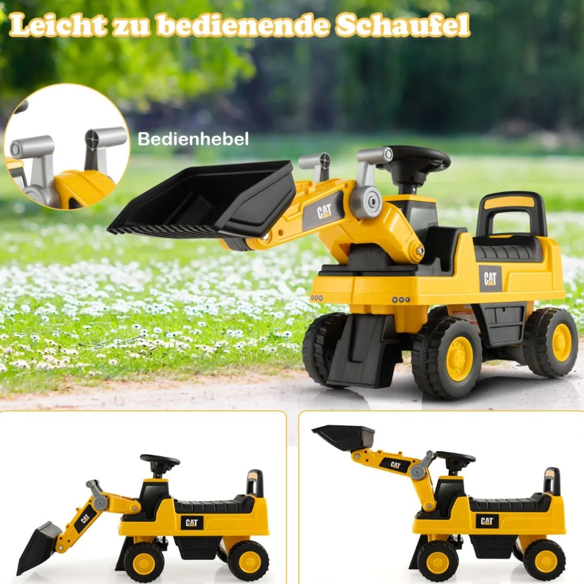 Kinder Sitzbagger mit Stauraum unter dem Sitz & Verstellbarem Eimer für 1-3-Jährige