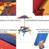 Kinder Sitzgruppe aus Holz Sitzgarnitur Gartengarnitur Kindermöbel Kindertisch mit Sonnenschirm & 2 Bänken für Außen