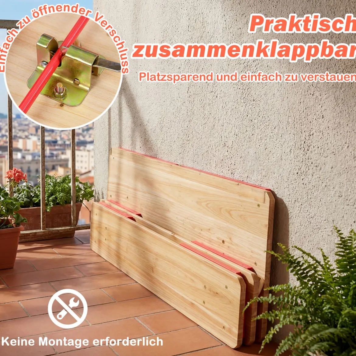 Kindersitzgruppe Faltbare Sitzgruppe mit Picknicktisch & 2 Kinderbänken Kindertisch & Sitzbank